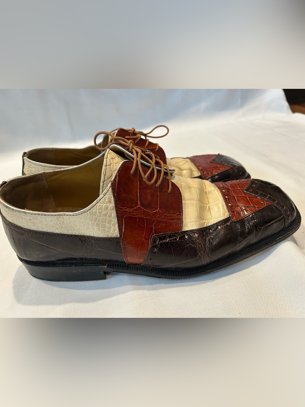 Slick Exotica Brand Men's Two-Tone Genuine Alligator Leather Dress Shoes - Picture 15 of 16